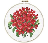 Ladybird set de broderie Red Bouquet, set de point long avec cadre de broderie Ø 15,2 cm, set complet pour un tableau de broderie rond, hobby artisanal pour adultes et enfants à partir de 8 ans