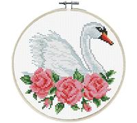 Ladybird set de broderie Rose Swan, set de point long avec cadre de broderie Ø 15,2 cm, set complet pour une image de broderie ronde, hobby artisanal pour adultes et enfants à partir de 8 ans