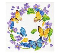 Ladybird set de broderie Summer Wreath, set de point de croix env. 29,2 x 30 cm, set complet pour un tableau de broderie carré, hobby artisanal pour adultes et enfants à partir de 8 ans