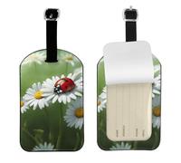 Ladybug On Daisy Flower Print Étiquette de bagage élégante pour valises et sacs de voyage 10,2 x 6,8 cm