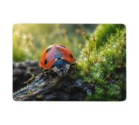 Ladybug on Leaf Macro Shot Tapis 150 x 100 cm, Doux et Antidérapant | Tapis de chambre antidérapant avec poils courts; convient aux petits espaces; pour petits espaces intérieurs