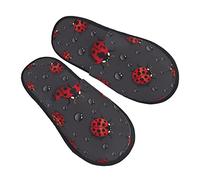 Ladybug Rouges Gouttes De Pluie Unisexe Slippers Peluche Chaussons Respirantes Chaussures De Maison Pour Automne Extérieur Intérieur M