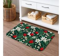 Ladybug Tapis de bain à séchage rapide, absorbant, antidérapant, lavable pour salle de bain et toilettes, motif floral vintage, 40,6 x 61 cm