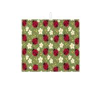 Ladybug Tapis de séchage absorbant pour comptoir de cuisine, motif floral vert, tapis de séchage en microfibre pour café 40,6 x 45,7 cm