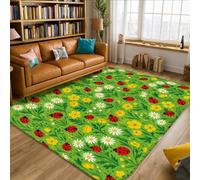 Ladybug Tapis rectangulaire antidérapant doux et résistant aux taches pour salon, chambre à coucher, sous table, salle à manger, 1,5 x 2,1 m