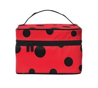 Ladybug Trousse de maquillage de voyage - Organiseur de toilette portable avec compartiments zippés pour pinceaux, bouteilles et soins de la peau