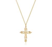 LADYGD Collier avec pendentif en forme de croix en or 14 carats plaqué or 14 carats - Fait à la main - Réglable - Bijoux religieux - Cadeau pour femmes et filles - 50 cm + 5,1 cm, Plaqué or, Pas de