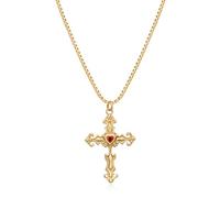 LADYGD Collier avec pendentif en forme de croix plaqué or 14 carats pour femme, collier délicat avec pendentif en forme de croix en oxyde de zirconium, bijoux religieux simples, cadeaux pour femmes et