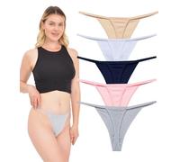LadyMelex Lot de 5 Slips Sexy en Coton pour Femme, Gris, L