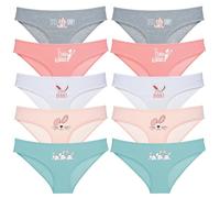 LadyMelex, sous-vêtements en Coton Doux pour Petites Filles, Culottes pour Tout-Petits, Slips pour Enfants, Lot de 10, Bordeaux, Poudre, Saumon, Écru, Gris, 2-3 Ans