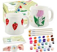 LADYSONS Mug Personnalisable, Kit de Peinture sur Céramique, Kit Mug à Peindre pour Adultes et enfants - Mugs, Peintures, Pinceaux et Guide de Peinture Inclus