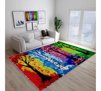 Laegnfho Kit de Tapis de Crochet à Point Noué di Coussin au Crochets à Loquet Bricolage Création de Tapis à Crocher pour Adultes Modèle de Couleur pré-imprimé 55 x 75 cm