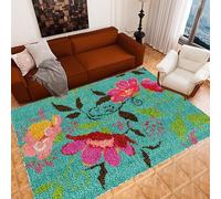 Laegnfho Kit de Tapis de Crochet à Point Noué Set Tapis à Point noué Loquet Bricolage, Création de Tapis à Crocher pour Adultes, Patron Imprimé Kit de Tapis de Crochet à Point Noué 80 x 115 cm