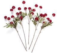 Laelfe 5 Pièces Fleurs Kiku Artificielles, 52cm Chrysanthèmes Pompon en Soie Fleurs Boule Fausses pour Remplissage de Mariage, Bouquets DIY, Centres de Table et Décoration de Maison Cuisine
