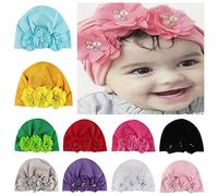 LAEMALLS 10 pcs bébé Turban, Baby Bonnet, Enfant Casquette, Elasticité Doux, Accessoire pour fête anniversaire photographie, Multicolore Chapeau pour 0-4 Ans Baby, Convient toutes saisons#2