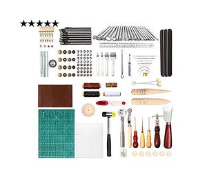 LAEMALLS Cuir Outil de Bricolage Kit, 92 Pièces Outils de Maroquinerie Main Couture Cuir Bricolage d’Artisanat, Kit de Gravure sur Cuir Leather Craft Tools pour Piquer, Marquer, Travailler, Coudre#2