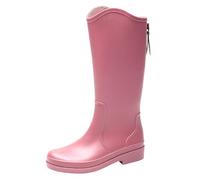 LAEMILIA Bottes de pluie hautes imperméables antidérapantes pour femme - Chaussures de pluie tendance à enfiler - Bottes de jardin - Bottes de pluie d'extérieur - Chaussures de travail, rose, 37 EU