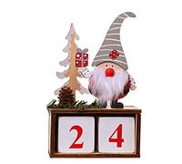 LAEMILIA Calendrier de l'Avent en bois avec compte à rebours - Décoration de Père Noël pour fête de Noël - Décoration de table d'intérieur - Cadeau (gris)