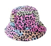 LAEMILIA Chapeau de pêcheur en fausse fourrure pour femme Imprimé léopard - Multicolore - Taille Unique