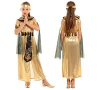 LAEMILIA Costume égyptien de Cléopâtre pour filles avec coiffe, poignets et poignets - Costume de pharaon de l'Égypte ancienne - 2 à 12 ans