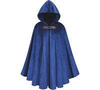 LAEMILIA Costume médiéval d'Halloween - Cape à capuche pour femme - Costume gothique de sorcière de sorcière - Costume de foire de la Renaissance - Déguisement de vampire - Taille unique