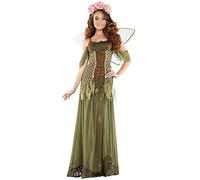 LAEMILIA Deguisement Adulte Femme Costume Fée Déguisement Halloween Femme 4PCS Robe Medievale Moyen Age + Coiffe Florale + Aile de Fée Fairy Outfit Fancy Dress Carnaval Noel Anniversaire S-XL