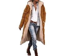 LAEMILIA Manteau Femme Hiver Long Veste Matelassée Femme Chaude Blouson Capuche Doublé Polaire Parka Longue Femme Hiver Winter Jacket Women Doudoune Grande Taille Ados Adultes Couleur Unie S-XL