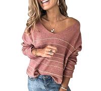 LAEMILIA Pull décontracté à col rond pour femme en tricot chaud et confortable, 03 - Rose, 38