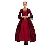 LAEMILIA Robe d'Halloween médiévale, robe de reine vampire, style victorien, robe de sorcière gothique, tenue historique, tailles 36 à 52 (S-5XL)