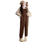 LAEMILIA Salopette Femme Velours Cotelé Pantalons Maternité en Polaire Bretelles Réglables Vêtements de Grossesse Décontractée Combinaison Ample avec Poches Grande Taille M-XXL