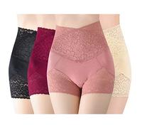 LAEMILIA Shorty Fmme Dentelle Culottes Taille Haute Ventre Plat Calecon Femme Sexy Lot de 4 Short sous Robe sans Couture Pantalons de Sécurité Panty Gainant Invisible Boxer sous - vêtements M-XL