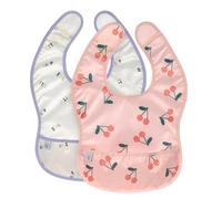 LÄSSIG Baby Bib Set 2 pcs. avec protection anti-chute hydrofuge fermeture autoagrippante/Lightweight Bib Happy Fruits Cherry