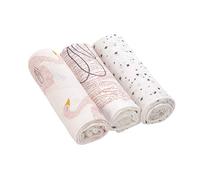 LÄSSIG Baby Couverture de puériculture Couverture de puériculture Jeu de 3 pièces coton 80 x 80 cm/Swaddle & Burp Blanket L Little Water Swan