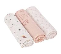 LÄSSIG Baby Couverture de Puériculture Drap Lot de 3 Coton 80 x 80 cm/Swaddle & Burp Blanket L Garden Explorer Girls