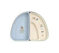 LÄSSIG Baby Kinder Set de vaisselle Assiette en silicone Bol Assiette à goûter/Silicone Dish Set Happy Fruits Lemon