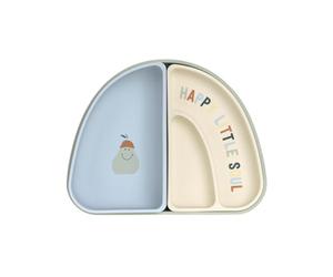 LÄSSIG Baby Kinder Set de vaisselle Assiette en silicone Bol Assiette à goûter/Silicone Dish Set Happy Fruits Lemon