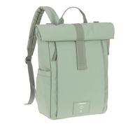 LÄSSIG Baby Sac à Dos à Langer Sac à Dos avec Matelas à Langer, Fixation pour Poussette, Porte-Bouteille Produit durablement/GRE Rolltop Up Backpack Silver Green