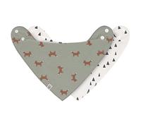 Lässig Bavoir bandana Little Forest Renard – Lot 2, coton bio, pression, réversible TU