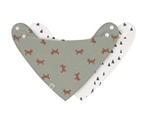 Lässig Bavoir bébé écharpe triangle set 2 pcs. Coton bio bouton-pression réversible/Baby Bandana Little Mateys spicy orange