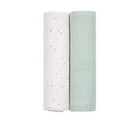 LÄSSIG Bébé Couverture de puériculture Drap de puériculture Lot de 2 en coton 120 x 120 cm/ Swaddle & Burp Blanket XL About Friends Racoon