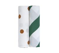 LÄSSIG Bébé Couverture de puériculture Drap de puériculture Lot de 2 en coton 120 x 120 cm/ Swaddle & Burp Blanket XL Happy Rascals Smile