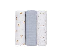 LÄSSIG Bébé Couverture de puériculture Drap de puériculture Lot de 3 en coton 85 x 85 cm/Swaddle & Burp Blanket L Adventure Tractor