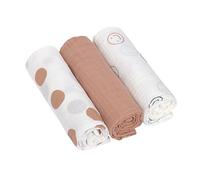 LÄSSIG Bébé Couverture de puériculture Drap de puériculture Lot de 3 en coton 85 x 85 cm/Swaddle & Burp Blanket L Tiny Smile maple