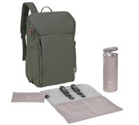 LÄSSIG Bébé Sac à dos à langer avec matelas à langer, fixation pour poussette et porte-bouteille/GRE Slender Up Backpack olive