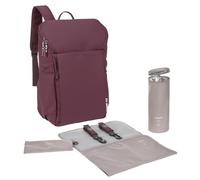 LÄSSIG Bébé Sac à dos à langer avec matelas à langer, fixation pour poussette et porte-bouteille/GRE Slender Up Backpack deep red
