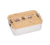 LÄSSIG Boîte à goûter pour enfants Acier inoxydable et bambou Boîte à déjeuner durable Jardin d'enfants École/Lunchbox Stainless Steel Bamboo Nature
