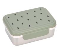 LÄSSIG Boîte à pain pour enfants Boîte à lunch en acier inoxydable Boîte à déjeuner Durable Jardin d'enfants École/Happy prints light olive