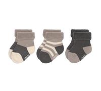 LÄSSIG Chaussettes éponge pour enfants Lot de 3/ Anthracite/taupe Taille 19-22