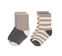 LÄSSIG Chaussettes Unisexes antidérapantes pour Enfants Lot de 2/ Anthracite/Taupe Taille 23-26