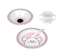 LÄSSIG Ensemble de vaisselle pour enfants (assiette, tasse, petit bol, cuillère) sans mélamine, sans BPA, pour lave-vaisselle et micro-ondes/Ensemble de vaisselle PP Little Chums Mouse